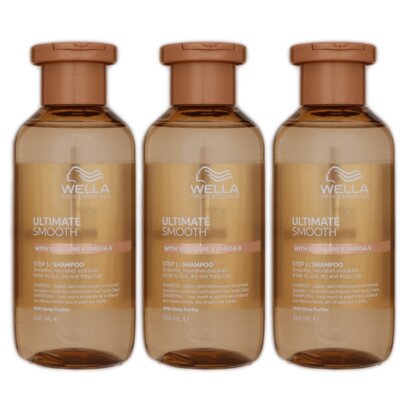 Wella Ultimate Smooth Shampoo 3 x 250 ml für trockenes Haar Step 1 Set