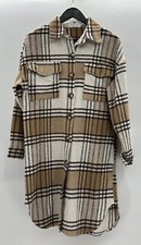 Panache Accessories Size Medium Flannel Shacket Tan Plaid EUC