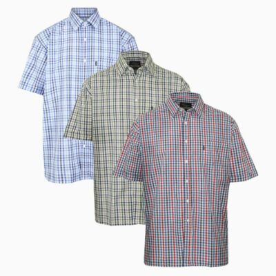 Champion Doncaster kurzärmliges lässiges kariertes Herrenhemd Jagd Outdoor garngefärbt