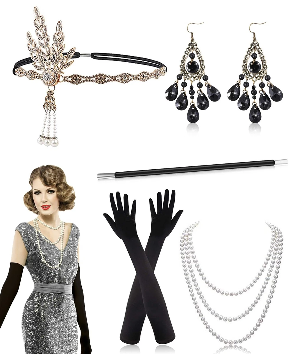 Costume Da Flapper Argentato Per Bambina (8-10 Anni) Con Vestito E Copricapo