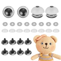 12 Pcs Glitzer-Sicherheitsaugen, 30Mm Kunststoff 3D HäKelpuppenaugen FüR Silver