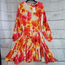Alex Marie Size 18 Feminine Florals Riley Ruffle Hem Braided Belt Dress NWT 1083