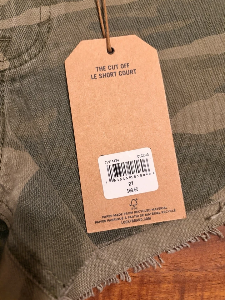 Lucky Brand Women's Denim Shorts Size 4/27 Mide Rise Cut-Off 2.5 Inseam Camo - Image 4 of 4