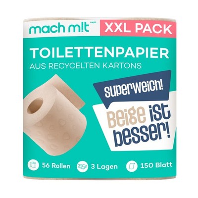 56 Rollen Toilettenpapier 3-lagig - ungebleicht - recycelt - machm!t
