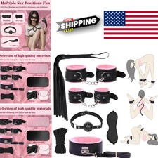 Beginner Friendly 8 Piece Pink BDSM Bondage Kit with Soft Leather Material