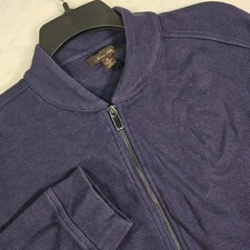 Tasso Elba Full-Zip Ribbed Sweater Mens X-Large Jersey-Knit Long Sleeve Blue