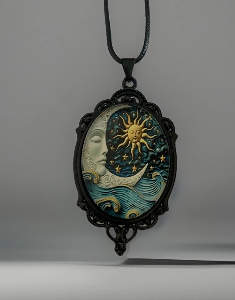 Collar camafeo cabujón diosa luna estilo vintage - Nuevo Foto 2 de 4