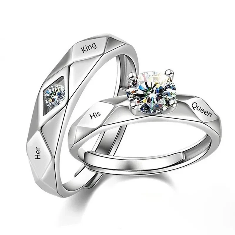 Partnerringe Verlobungsringe Silber 925 plattiert Herz Ring Zirkonia Steine Paar - Bild 1 von 4