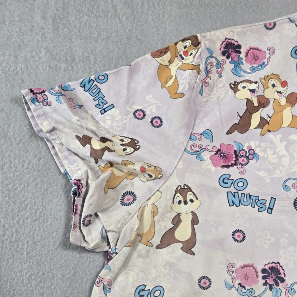 迪士尼 Chip n Dale 磨砂上衣女式大号紫色 Go Nuts V 领口袋卡通 — 第 4/4 张图片