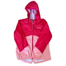 COLUMBIA Rain Jacket XL Youth 18-20 Red Hooded Rain Windbreaker Lightweight Coat