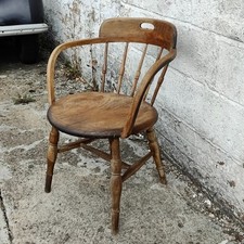 Vintage 1920s 1930s  Bow Smokers Art Deco Chair Antique Oak Ercol Style Farm