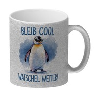 Pinguin Mit Sonnenbrille Bleib Cool Glitzer-Kaffeebecher