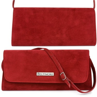 Beltimore   kleine Clutch aus burgunderrotem Kunstleder mit lackierter Klappe 
