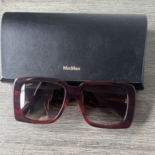 Max Mara Burgundy Oversized Square Sunglasses Gradient Lens Designer w/ Case