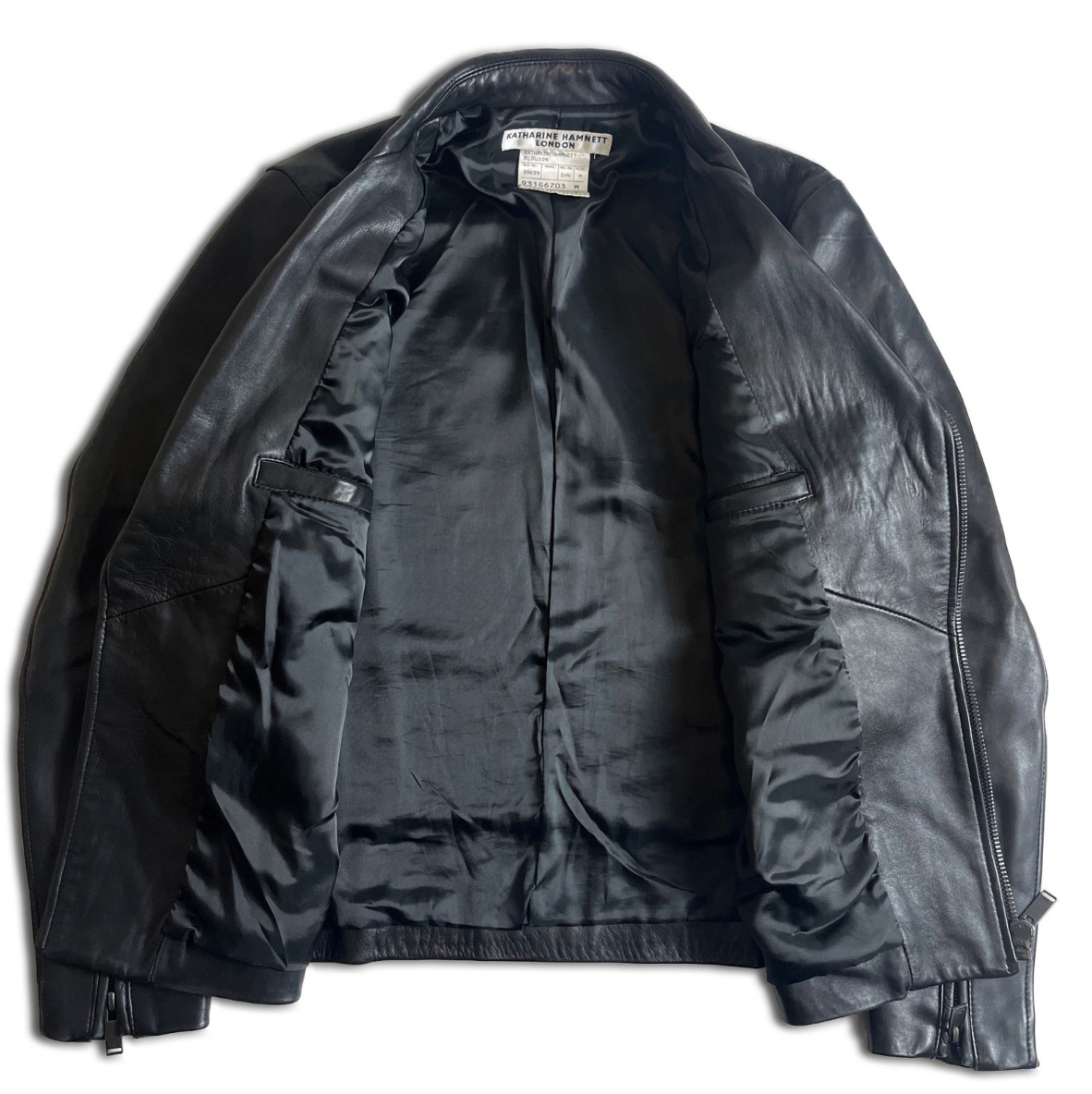 KATHARINE HAMNETT LONDON Black Sheep Skin Leather Riders Jacket