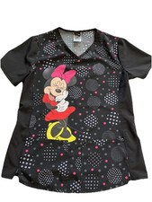 DISNEY PERFORMANCE STRETCH ULTRA SOFT V-NECK Mini Mouse Scrub Top Sz XS