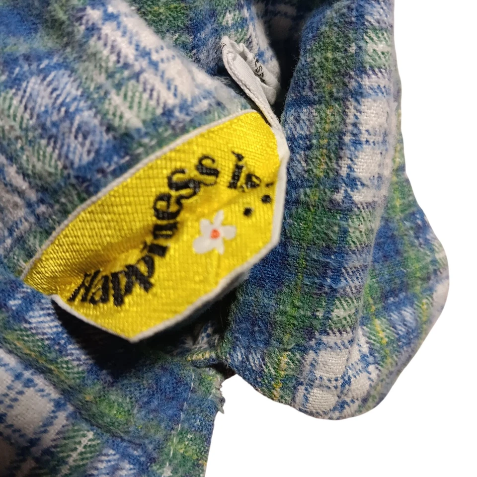 10 Camisas Hippy Top Vintage Años 70 Niñas AZUL/VERDE ALGODÓN FRANELA HAPPY IS Foto 4 de 4
