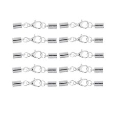 10pcs Kumihimo Cord End Caps with Lobster Clasp for Leather Cord Necklace