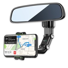 PKYAA Rearview Mirror Phone Mount Holder for Car, 360 Rotating , Green