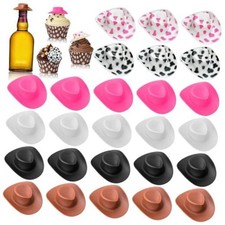 30 Pcs Plastic Mini Western Cowboy Cowgirl Hats  Miniature Doll Multi Color