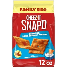 Snap'd Cheddar Sour Cream Onion Cheese Cracker Chips, Thin Crisps, 12 oz
