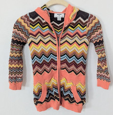 Missoni x Target Girls Knit Full Zip Sweater Hoodie Chevron Zig Zag Colorful 4T