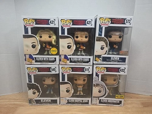 Stranger Things Funko Pops Lot Of 6 Eleven Figures 422, 572, 511, 545, 421 Chase