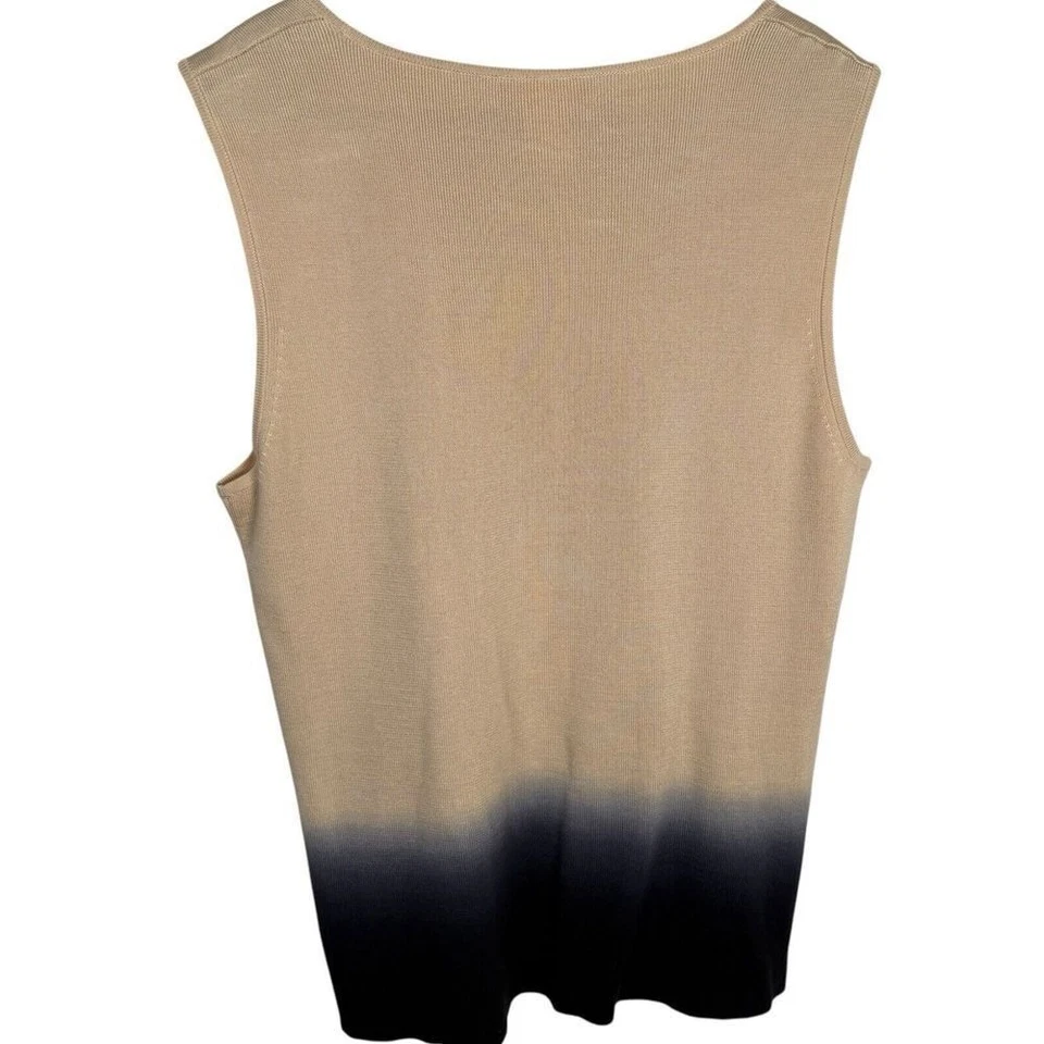 Camiseta sin mangas tejida vintage AK Anne Klein azul tostado 100 % seda blusa camisa talla L Foto 2 de 4