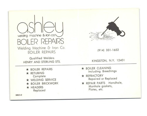 Ashley Welding Machine and Iron Co Boiler Repairs Kingston NY VTG ...
