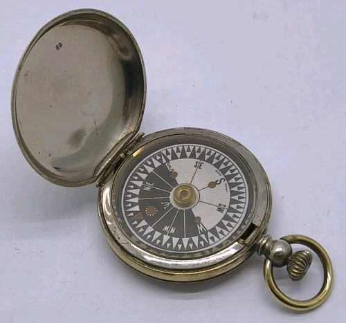 Vintage c1914 WW1 Era Swiss Full Hunter 45mm Gents Military Style Pocket Compass