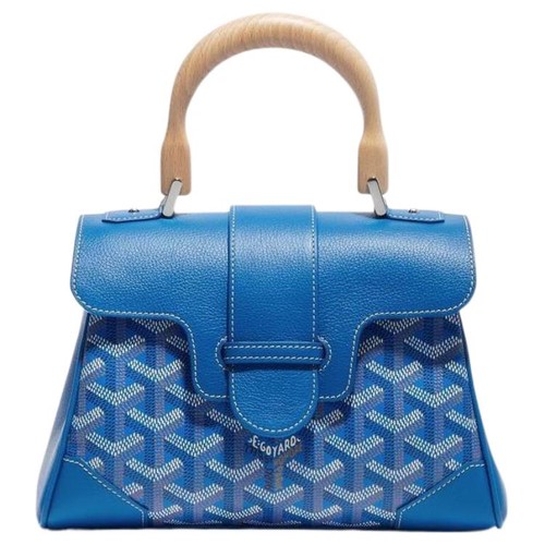 GOYARD Handbags Calfskin Sky Blue Women 7.9 x 3.0 x 5.9 in