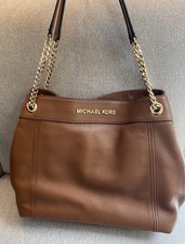 Michael Kors Jet Set Viaggio Grande Borsa Catena Cinturino Pelle Marrone Etichetta Originale