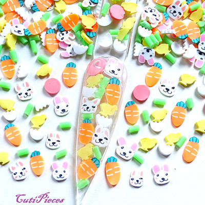 Fimo Clay Easter Chicks Eggs Bunny Rabbits Mix Embellishment Tiny Nail Art Craft