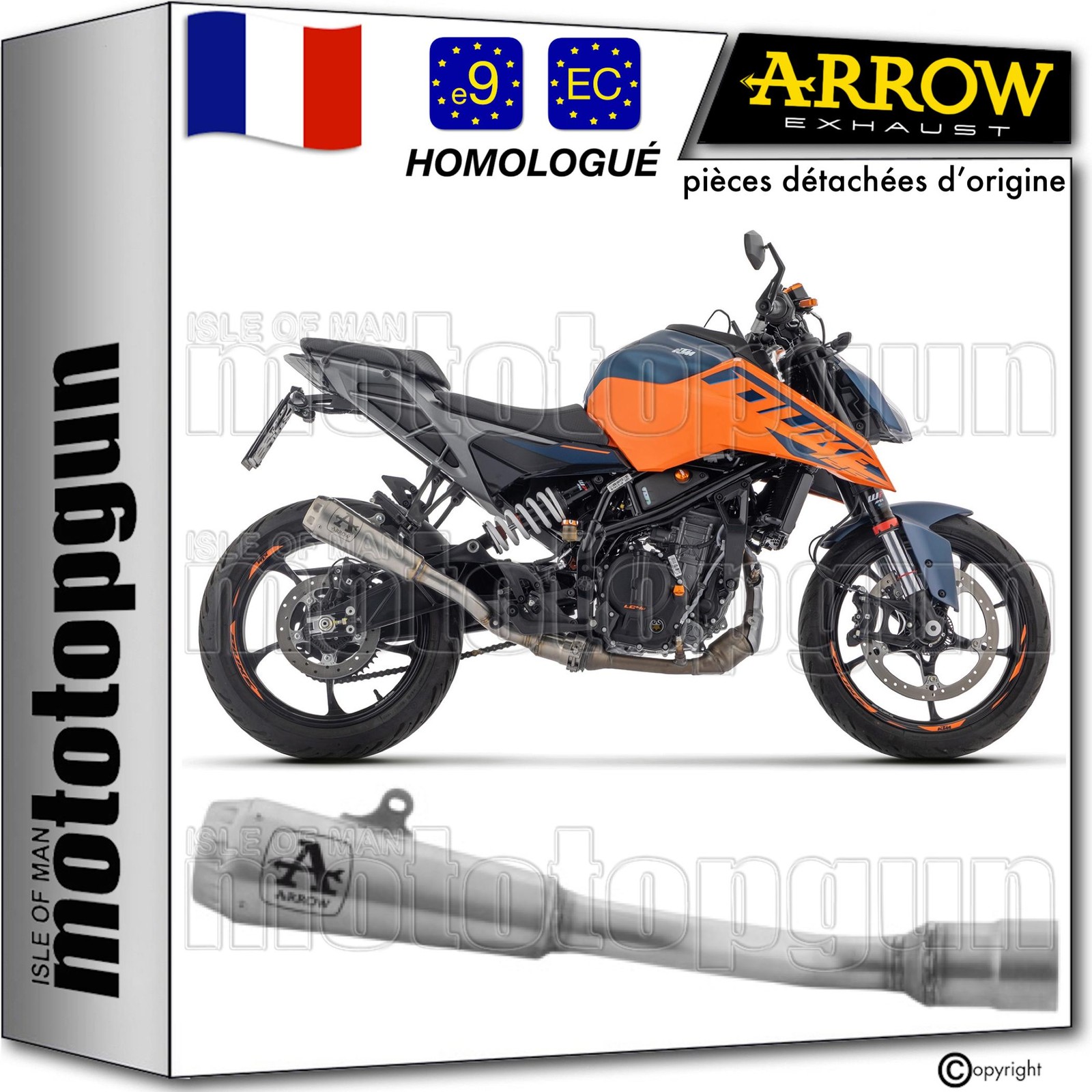 Echappement Arrow Pro-Race homologue finition Nichrom pour moto KTM Duke 125