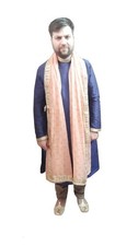 Men Pink Stole Wedding Dupatta Indian Groom Handmade Silk Traditional Scarves