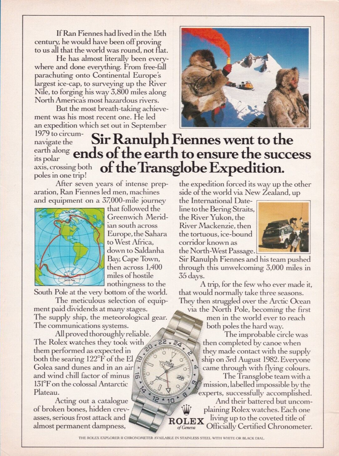 ROLEX Explorer Sir Ranulph Fiennes 1984 Original Vintage Print Ad