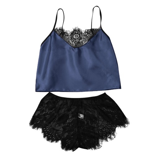 Lace Simulation Silk Sexy Suit Women Sleepwear - Foto 18 di 38