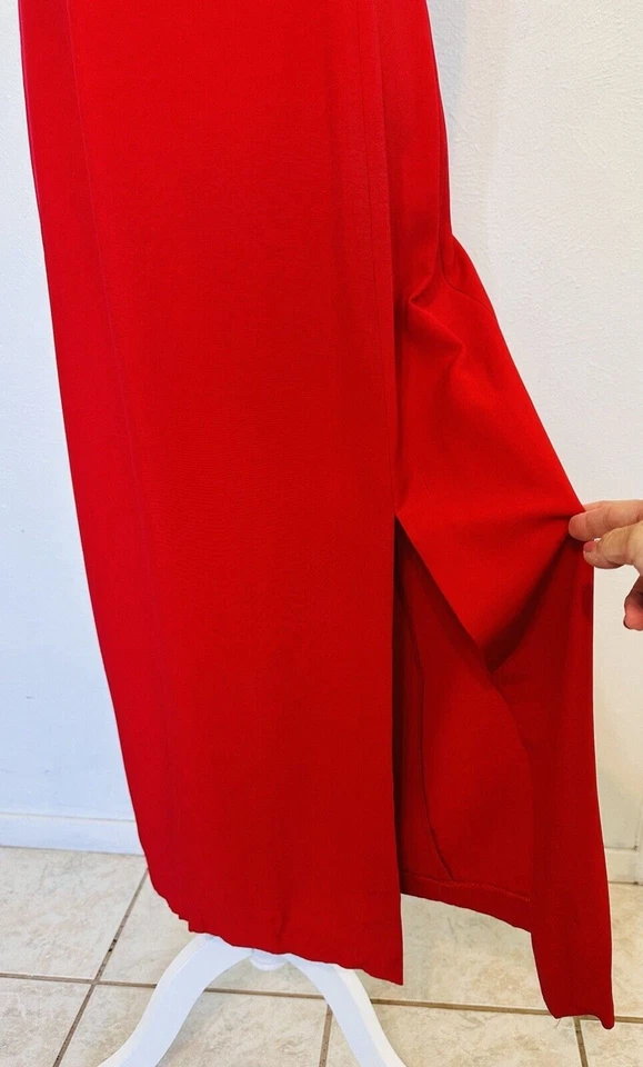 Maxi Vestido Joseph Ribkoff Mujer Talla 12 Rojo Vaina Diseñador Formal Dinero Antiguo Foto 3 de 4