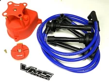 DISTRIBUTOR CAP + ROTOR + SPARK PLUG WIRE KIT FOR 92-01 HONDA PRELUDE H22 BLUE 