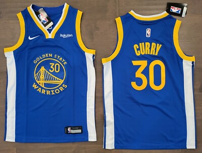 YOUTH Warriors #30 Stephen Curry Stitched Classic Royal Blue Swingman Jersey NWT