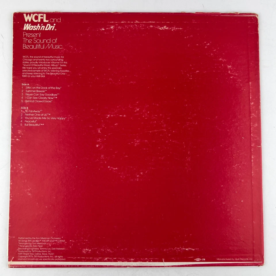 WCFL AM1000 The Sound Of Beautiful Music Vol 2 Vinyl LP Record Album Very RARE - Image 2 of 2