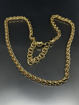 18k Gold Plated BZ Italy Signed 18.5-22.5” GoldTone Magnetic