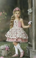 NWT Dollcake Anna Dress Pink Floral Size 9 Incl Two Matching Bow