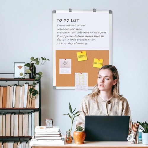 Elegant 90x60cm Dry Erase Cork Board with Magnetic Surface – Ideal for Any Space - Picture 10 of 11