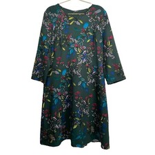 Banana Republic Floral Print Dress 3/4 Sleeve Green Casual Career Size 14