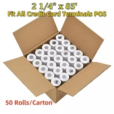 BPA-Free Thermal Paper Rolls 2 1/4"x85' - 50 Rolls POS Cash Register Compatible