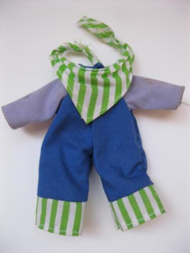 Vtg Strawberry Shortcake Huckleberry Pie Boy Doll clothes~BLUE Overalls w/Scarf - Picture 1 of 1
