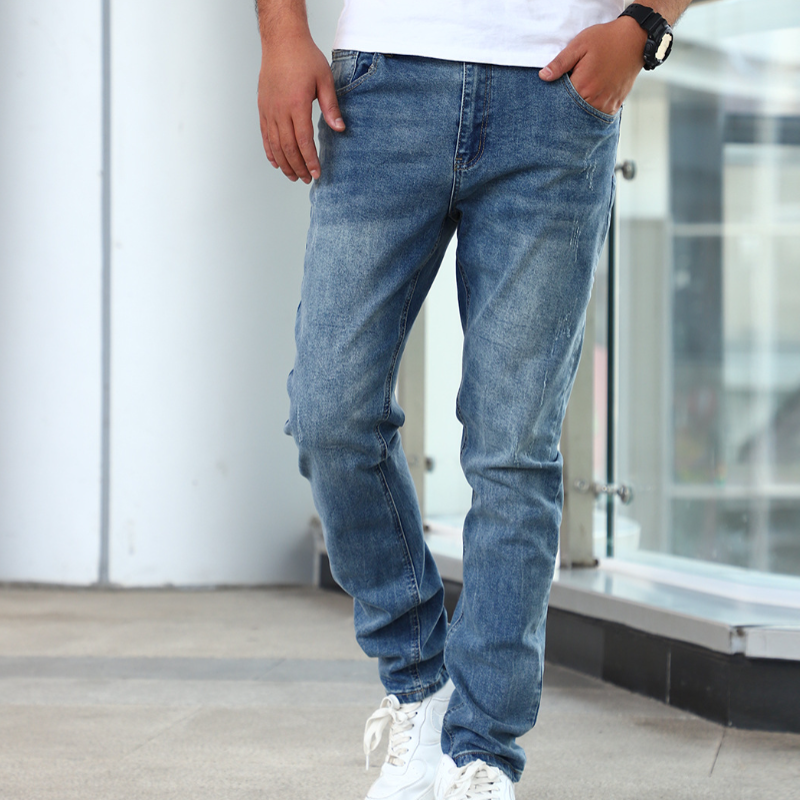 Men Jeans Fashion Gray/blue/black Denim Trousers Straight Stretchy
