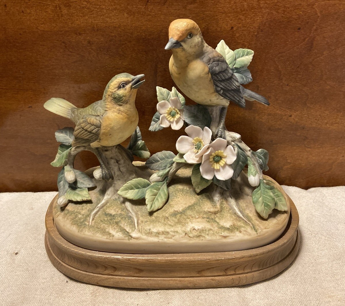 Andrea by Sadek Pair Warbler Song Birds Large Porcelain Figurine W