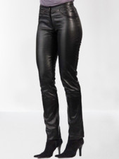 NEW Women's Black Leather Pant 100 Real Lambskin Style Jean Moto Biker Pant